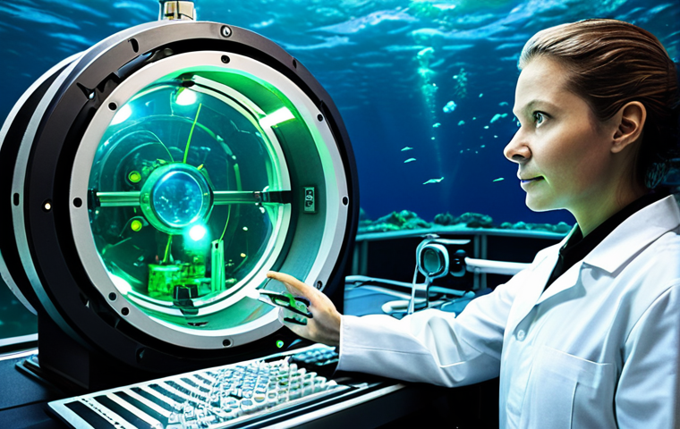 Deep Sea Communication Hub**
"A futuristic, fully clothed research scientist in a sterile, brightly lit underwater communication hub. The hub features advanced acoustic and optical communication equipment, with glowing blue and green lasers visible. Background shows a blurred view of deep-sea creatures through a reinforced viewport. Safe for work, appropriate content, fully clothed in a lab coat, professional environment, perfect anatomy, correct proportions, well-formed hands, natural pose, digital art, high quality, family-friendly."
**