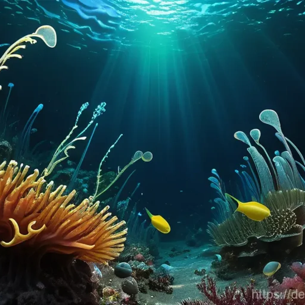 심해 식민지의 생물 다양성과 그 의미 - **Prompt 1: Unveiling the Alien Beauty of Deep-Sea Biodiversity**
A highly detailed, realistic i...
