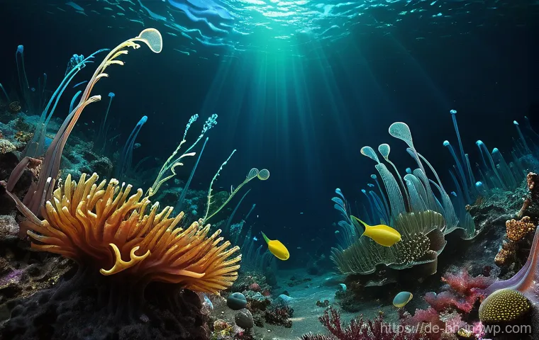 심해 식민지의 생물 다양성과 그 의미 - **Prompt 1: Unveiling the Alien Beauty of Deep-Sea Biodiversity**
A highly detailed, realistic i...