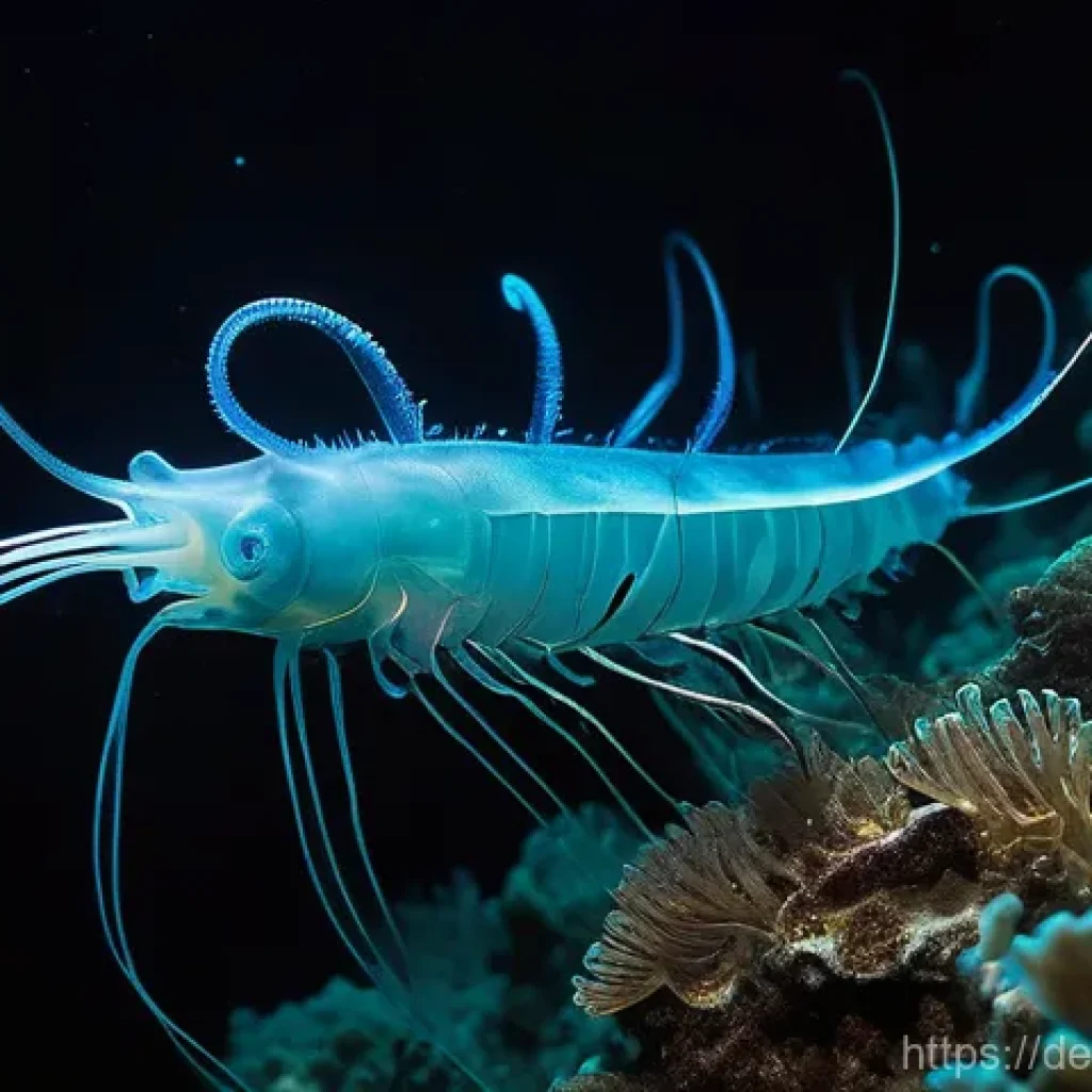 심해 식민지 구상의 윤리적 측면 - **Prompt: Mysterious Bioluminescent Deep Sea**
A wide-angle, breathtaking view of a pristine dee...