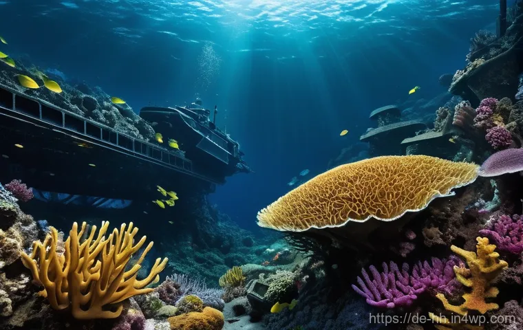 심해 식민지 구상의 윤리적 측면 - **Prompt: Mysterious Bioluminescent Deep Sea**
    A wide-angle, breathtaking view of a pristine dee...