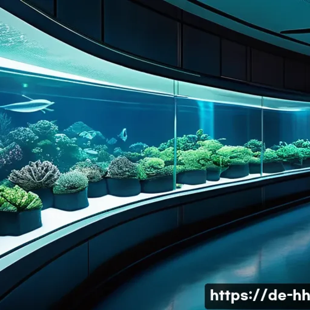 심해 식민지 개발을 위한 교육 프로그램 - **Prompt:** A breathtaking interior view of a futuristic deep-sea colony habitat. Large, curved, tra...