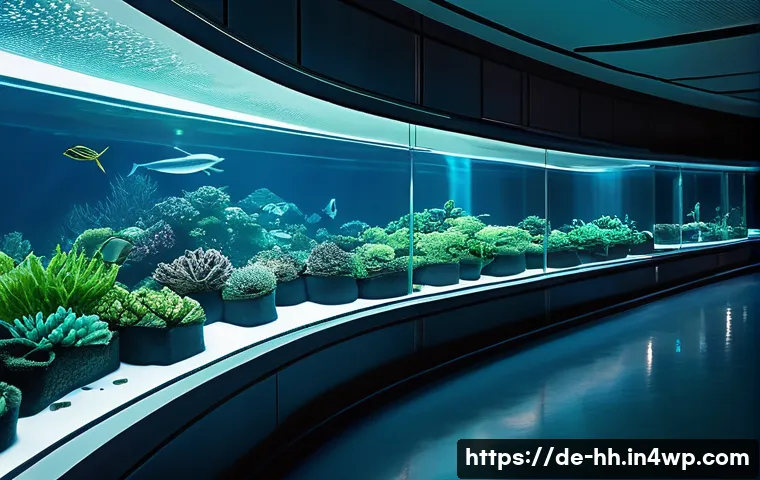 심해 식민지 개발을 위한 교육 프로그램 - **Prompt:** A breathtaking interior view of a futuristic deep-sea colony habitat. Large, curved, tra...