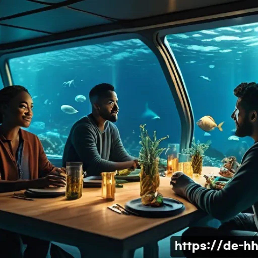 심해 식민지 구상의 심리적 요인 - A futuristic underwater colony interior scene showing a small, diverse group of adults dressed in co...