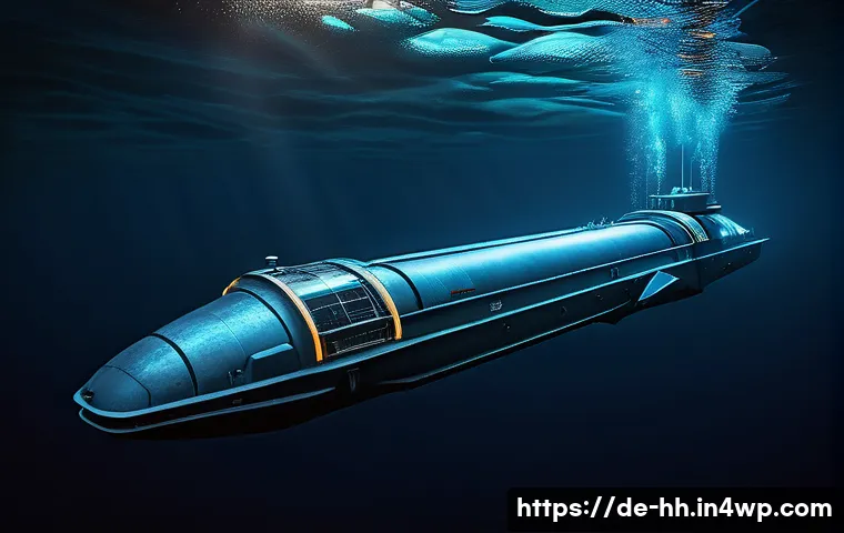 심해 식민지 구축을 위한 협력 모델 - A detailed scene of an advanced autonomous underwater vehicle (AUV) exploring the deep sea floor und...