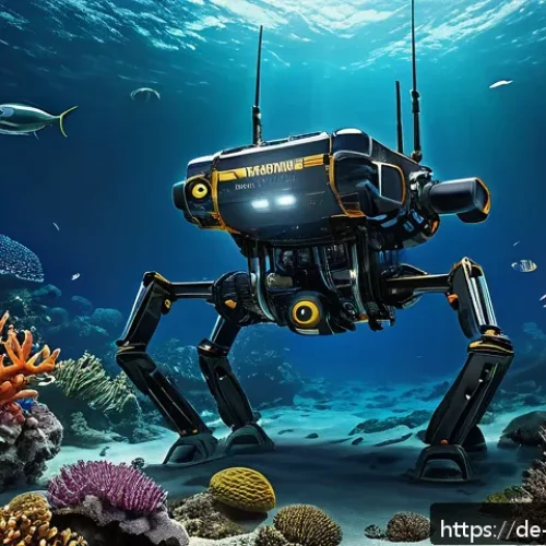 Home 32 심해 식민지 구상에 대한 사회적 합의 과정 - A highly detailed underwater scene depicting advanced autonomous deep-sea exploration robots navigat...