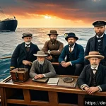 Home 19 심해 생물학의 발전과 식민지 구상의 관계 - A detailed 19th-century deep-sea exploration scene showing scientists and explorers aboard a wooden ...